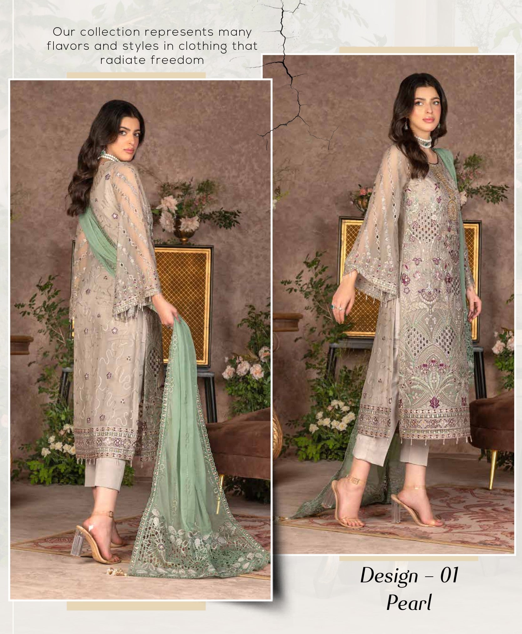 JJ EMBELLISH Luxury Chiffon Collection Vol-06 - Design 01 Pearl